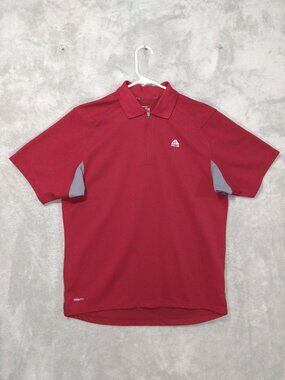 Nike ACG Shirt Mens Medium Red Polo Dry Fit Short Sleeve 1/4 Zip Outdoors